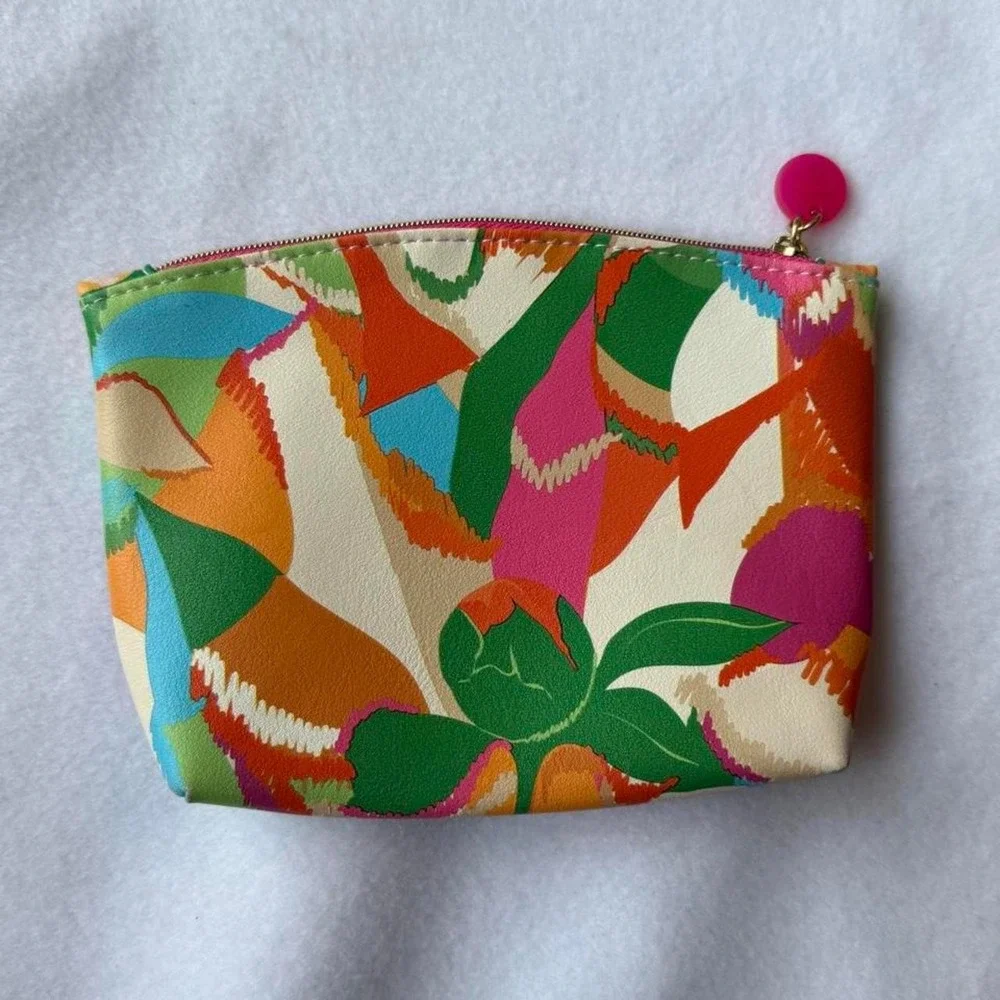 Ipsy Colorful Abstract Print Makeup Bag Cosmetic Pouch Zip Clutch Y2K